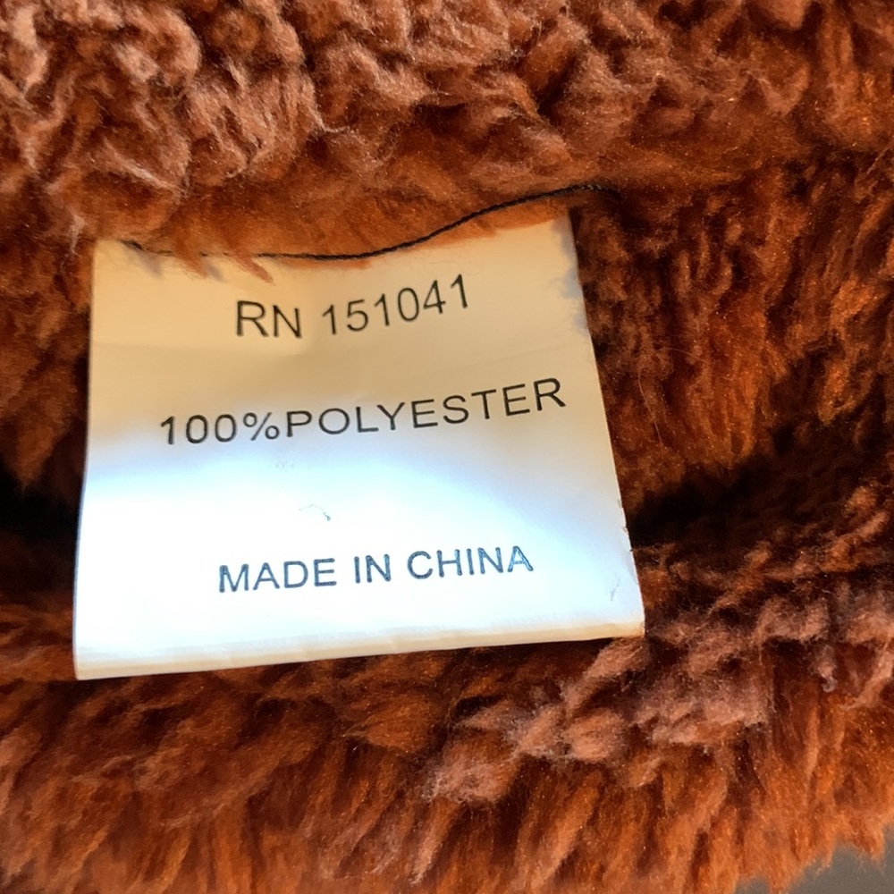 Teddy Bear Button Up Puffy Jacket Rust Color Size… - image 7